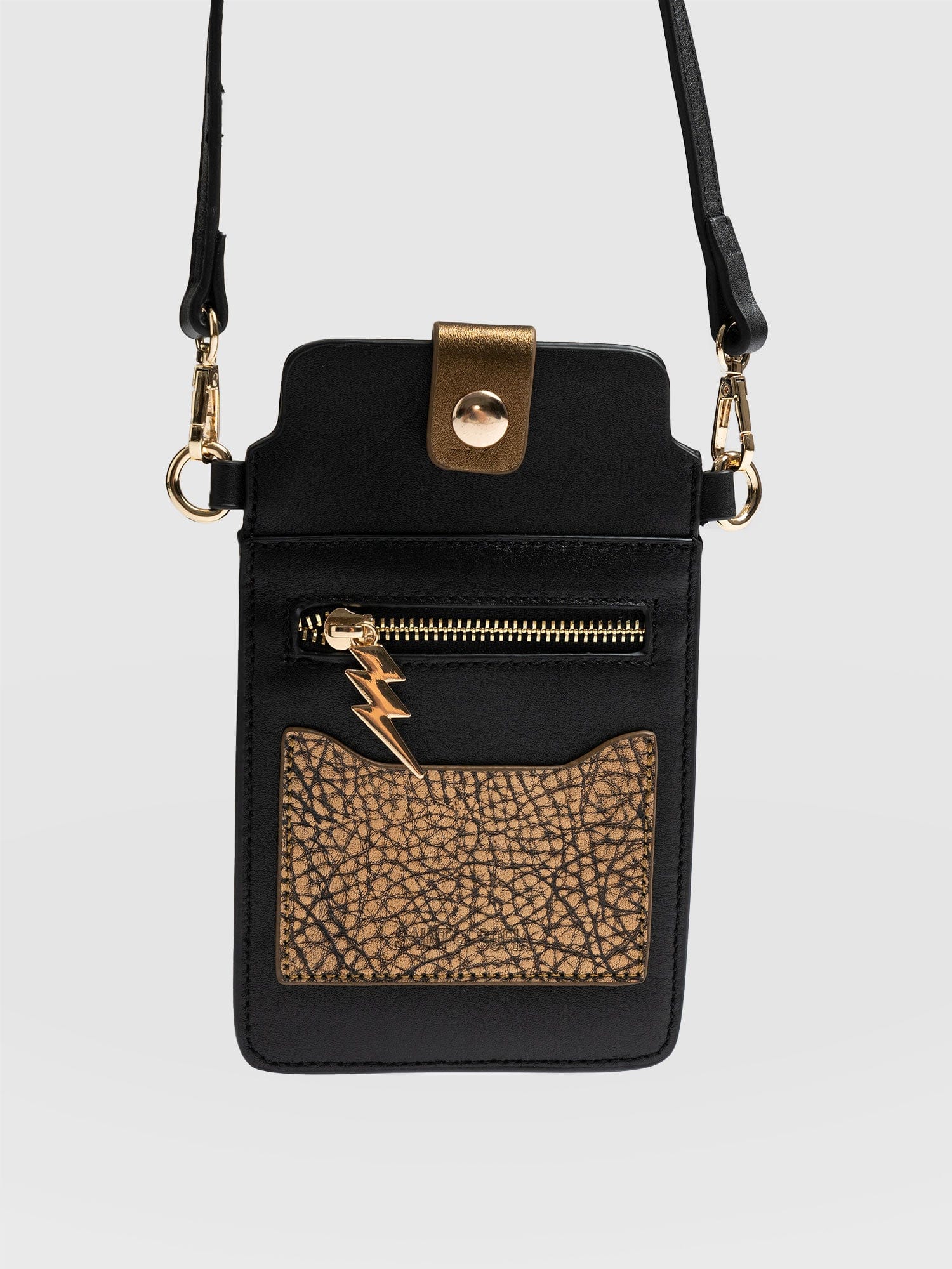 Pimlico Phone Bag Gold & Black - Women's Bags | Saint + Sofia® EU